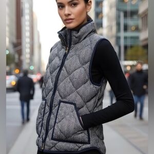 J. Crew Black and White Quilted Vest
